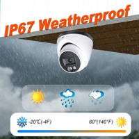 Cámara de Seguridad Analógica Tipo Torreta de 2MP para Exteriores, 4 en 1 (TVI/CVI/AHD/CVBS), Visión Nocturna IR, Micrófono Integrado, IP67, Lente de 2.8mm, Totalmente Metálica, NTSC
