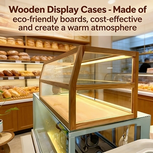 Vitrine de <span class=keywords><strong>boulangerie</strong></span> moderne avec verre trempé pour une visibilité claire, structure en fer robuste, options en bois écologiques, ambiance chaleureuse - Product Image 5