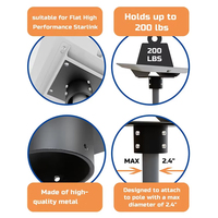 Adaptateur de tuyau haute performance JH-Mech Kit Internet Toit satellite Mâts de drapeau RV Adaptateur de montage d'antenne en acier au carbone