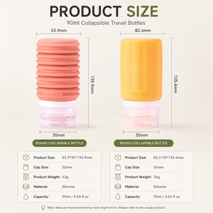ขวดเดินทางขนาด 90 มล. แบบเติมได้ พับเก็บได้ ปลอดสาร BPA ผลิตจากซิลิโคน เป็นมิตรกับสิ่งแวดล้อม ขวดใส่เครื่องสำอาง ประหยัดพื้นที่ในการเดินทาง รับผลิตแบบ OEM ODM - Product Image 4