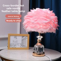 Nouvelle Lampe de Table 220V en Cristal et Plumes, Style Européen, Simple, Ambiance Romantique Féerique, Lampe de Chevet Nordique Minimaliste pour Bureau