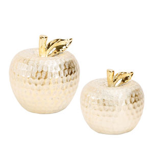 خصم كبير لنموذج النحت الفريد Redeco بتصميم تفاحة مطلية بالذهب ديكور سيراميك تفاحة ذهبية زينة للهدايا ديكور للمنزل - Product Image 5