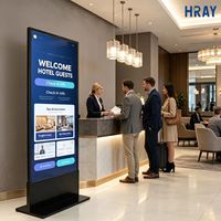 Pantalla Publicitaria Vertical HRAY de 43 Pulgadas con Base Delgada para Recepción de Hoteles, Bienvenida a Huéspedes e Información de Actividades, Compatible con OEM y ODM