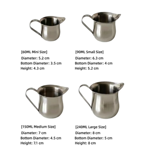 Kingze Outils pour barista 60ml 90ml 150ml 240ml Petit pichet à vapeur <span class=keywords><strong>Cappuccino</strong></span> Latte Art Espresso Café <span class=keywords><strong>Pot</strong></span> à <span class=keywords><strong>lait</strong></span> - Product Image 4