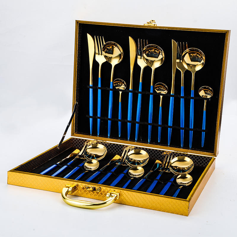 24pcs gold with blue