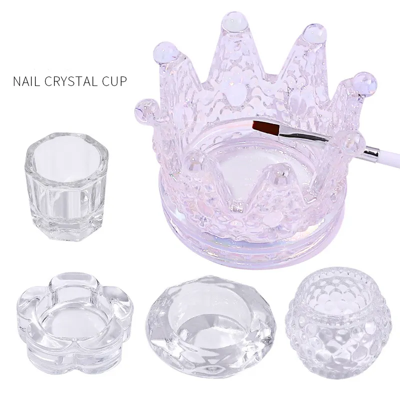 Best Selling Clear Glass Nail Monomer Liquid Bowl Acrylic Glass Jar Dappen Dish Cups for Nail Art Acrylic Liquid