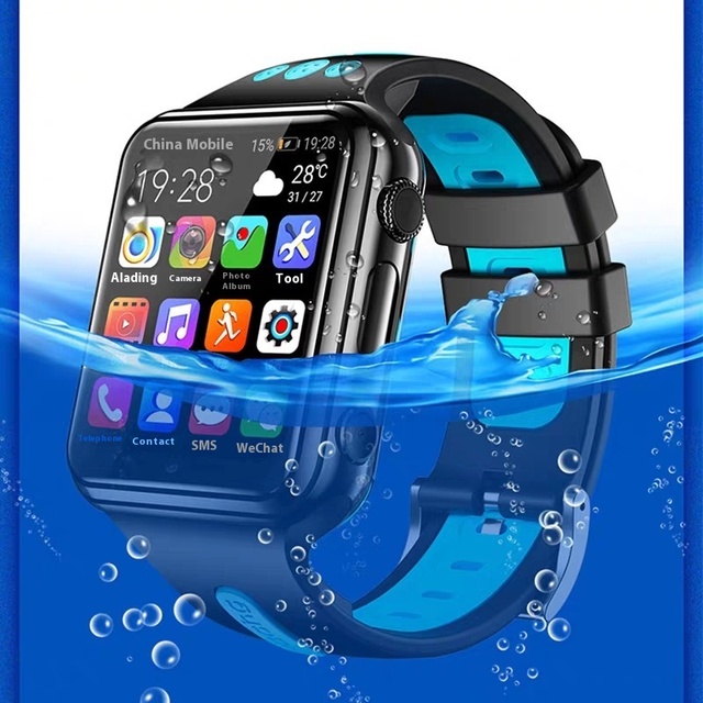 4G GPS Tracker Kids Smart Phone Watch with IPS Display Square Design WiFi Dual Camera Android OS for Boys and Girls