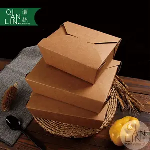 custom printed Kraft disposable paper boxs for food paper packaging box take out box