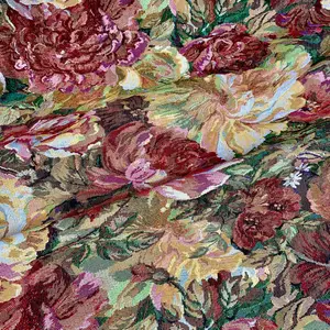 Ywhewer-robe pour canapé, tissu jacquard tissé, en brocart et polyester, style vintage européen, rose rouge, tapisserie, collection 2022