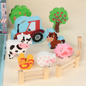 Coffret cadeau à thème en bois, jouets scientifiques et éducatifs de la maternelle, pour enfants, ferme, ville, Zoo, jouets éducatifs en bois - Product Image 2
