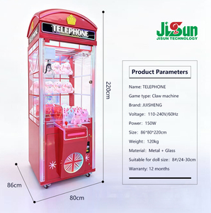 Nouvelle machine à griffes de style cabine téléphonique britannique rouge, à monnayeur et accepteur de billets, en métal, en forme de couronne - Product Image 2