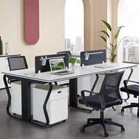 Bureaux de bureau modernes en MDF blanc avec armoires et tiroirs, postes de travail pour 4 personnes, modulaires, réglables, table de bureau exécutive pour la maison