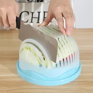 Gadget de cuisine multifonctionnel Coupe-salade vert Bol à déjeuner Passoire de qualité alimentaire PP Séparateur de légumes Bol à découper