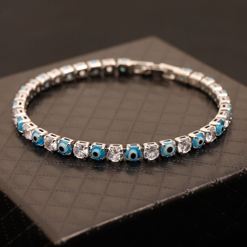 Light blue eye bracelet [silver] 17cm