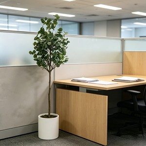 Low Maintenance No Watering Artificial Potted <b>Plant</b> Real Touch Faux Eucalyptus in White Pot for Living Room Table Shelf - Product Image 6