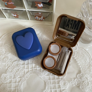 Contact Lens Box Heart With Mirror Travel Portable Case Storage Container Luxury Contact Lenses Case Mini Cute Eyewear