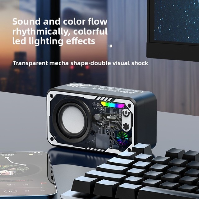 Cross-border Bestseller V1 Mecha-style Mini Plastic Portable Outdoor Desktop Speaker for 5.3 Trendy Social Media