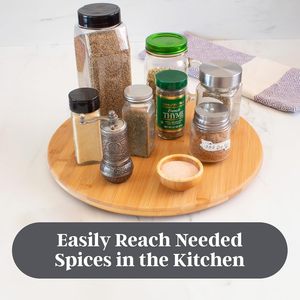 Bamboo Spice <b>Tray</b> Round 35x35x1.5cm Minimalist Kitchen <b>Storage</b> Stand For Spices - Product Image 3