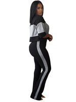 Ensemble de vêtements tendance pour femmes grandes tailles, bustier à blocs de couleur, pantalon large, ensemble de 2 pièces pour femmes
