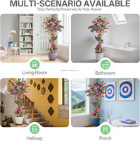 5FT Grand Artificielle Bougainvillier Arbre Faux Soie Rose Bougainvillier Plante avec Pot pour Bureau À Domicile Patio Balcon Décor De Mariage