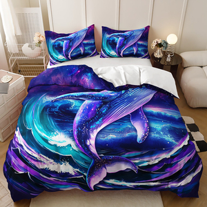 Cá Heo Duvet <span class=keywords><strong>Set</strong></span> Nữ Hoàng Kích Thước Đại Dương Sóng Bộ Đồ Giường Đặt Ánh Trăng Vào Ban Đêm Cho Teen Trẻ Em Phòng Bộ Đồ Giường Bộ - Product Image 3