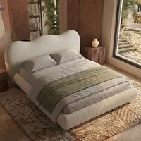 Lit rembourré en tissu amovible et lavable de style français, lit king-size de 1,8 m pour usage domestique, hôtel, ensemble de lit moderne blanc crème à vendre