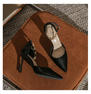 New PU Leather <strong>Pumps</strong> Women England Style Summer Work Shoes Solid Round Toe High Heel Buckle Lady Wedding <strong>School</strong> Dancing <strong>Pump</strong> - Product Image 5