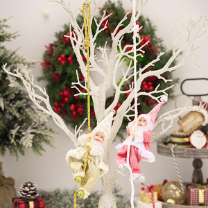 Christmas Tree Decoration <b>Santa</b> Claus <b>Climbing</b> Rope Pendant Polyester Eco-Friendly Festival Decoration for Xmas Ornaments - Product Image 2