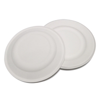 Assiette ronde compostable en bagasse de canne à sucre de 7 pouces, sans PFAS, jetable, pour fête