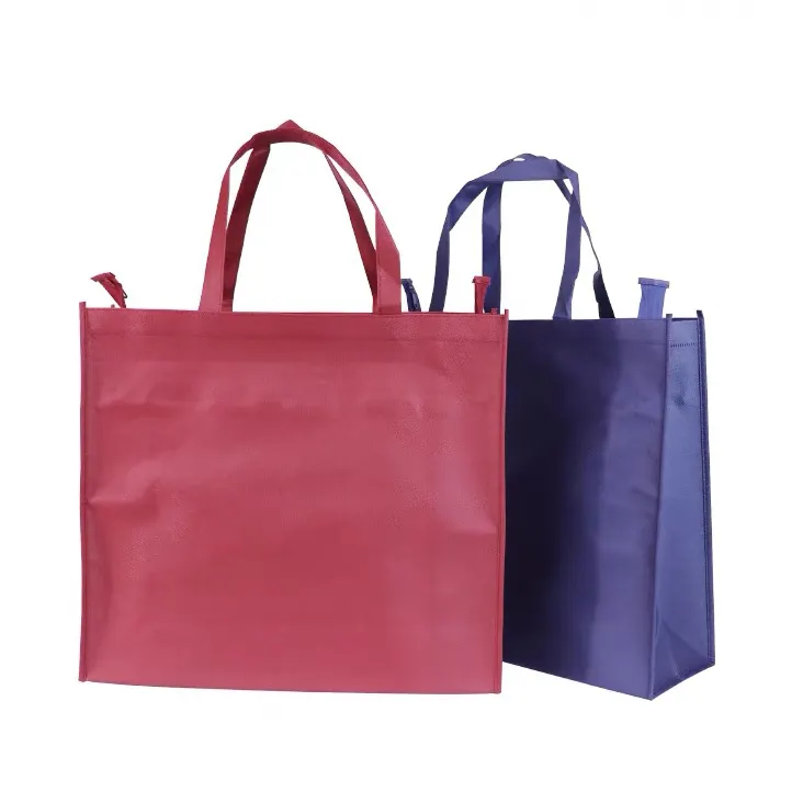 Ecological recycle red and blue custom printed logo tote polypropylene non woven zipper bag