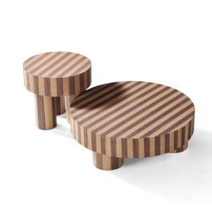 Juego de Mesa de Centro Redonda de Madera Contrachapada de Parqué, Directo de Fábrica, Mesas Nido Modernas de Dos Niveles, Tablero de Madera Sólida Multicapa - Product Image 1
