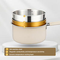 Ensemble de casseroles en acier inoxydable 304, induction, antiadhésif, avec poignée anti-brûlure et couvercle en verre plat, OEM
