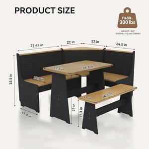 <span class=keywords><strong>Mesa</strong></span> de comedor moderna reversible en forma de L de madera para desayuno, estilo marroquí, <span class=keywords><strong>con</strong></span> <span class=keywords><strong>banco</strong></span> y sillas, que ahorra espacio y ofrece asientos para varias personas. - Product Image 4