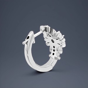 Hoop Earrings Flower Shape 925 Sterling Silver Iris Cross Design Claw Setting Everyday Wear - Product Image 3