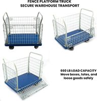 Chariot à plateforme avec clôture pliable, capacité de charge de 660 lb, chariot à main, cage en acier, conteneur à roulettes, OEM, usage commercial et industriel