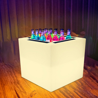 Grand vase à plantes, pots de fleurs à led avec télécommande, pot de fleurs à led pour la décoration de jardin et de piscine en plastique