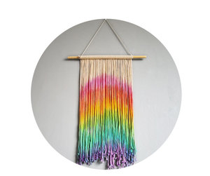 Amazon chaud Coton Naturel Fait Sur Commande de Décoration à la Maison Tenture Murale Tapisserie Décor Arc-En-Ciel En <span class=keywords><strong>Macramé</strong></span> - Product Image 4