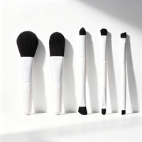 Pinceaux de maquillage de haute qualité, ensemble de 5 mini-pinceaux de maquillage portables pour voyage, petits, avec pochette, double embout personnalisé