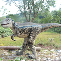 Costume de dinosaure Velociraptor réaliste sur mesure, taille réelle, bleu vif, en métal, pour utilisation en intérieur/extérieur, aire de jeux publique, aventure