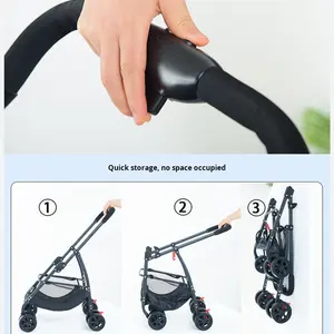 Nouvelle poussette pour <span class=keywords><strong>chien</strong></span> à quatre roues, écologique, style tendance, légère, pliable, en tissu Oxford ABS, compatible avec les voitures, capacité de 15 kg - Product Image 4