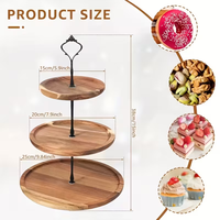 Houten snackrek met metalen handgrepen, gebak- en fruitplateau voor keuken en evenementen, 3-laags houten fruitpresentatieplateau