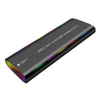 SHUOLE casing SSD M.2, dengan lampu RGB, protokol Ganda SATA / NGFF & NVME PCIE kecepatan 10Gbps tipe C M.2 SSD
