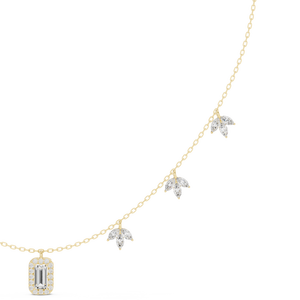 Collier de luxe pour femme avec halo taille émeraude et grappe de pierres marquise, disponible au prix de gros - Product Image 4