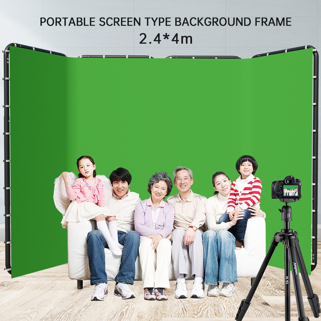 SH 2.4x4m Spray Painted Photo Studio Foldable Chromakey Green Screen Background Frame
