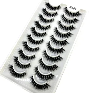 New Full 10 Pairs one box 3D Mink Hair False Eyelashes Natural Thick Long Eye Lashes Wispy Makeup Beauty Extension Tool