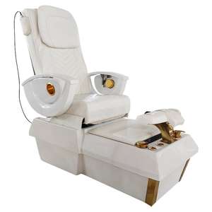 Chaise de pédicure de salon de beauté de luxe AY, cuir PU, massage électrique, bain à remous sans tuyau, lampe LED, drainage automatique, noir - Product Image 3