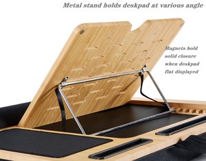 JQ Có Thể Điều Chỉnh Góc Tre Máy Tính Xách Tay Đứng Bảng Sofa Giường Bàn Di Động <span class=keywords><strong>Lap</strong></span> Bàn Gối Với Đệm Mềm Mại Cổ Tay Pad - Product Image 3