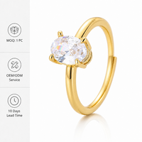 Bague Ajustable OUGEPHELI VVS1 en Moissanite Ovale Certifiée GRA, en Argent Sterling 925 Plaqué Or 18K, Bijou Solitaire Délicat