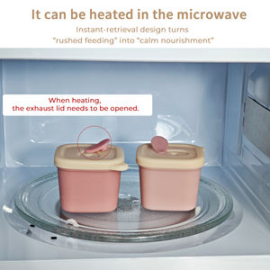 Tarro cuadrado de puré de silicona para bebé a prueba de fugas, almacenamiento de silicona personalizable para bebé, apto para lavavajillas de grado alimenticio, oferta personalizada ODM - Product Image 3