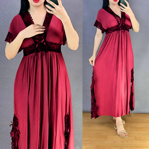 Nuevo Camisón Retro para Mujer Madura, Primavera/Verano, Lujoso y Elegante con Encaje y Cinta, Sexy y Transpirable, Ropa de Dormir de Nailon - Product Image 5